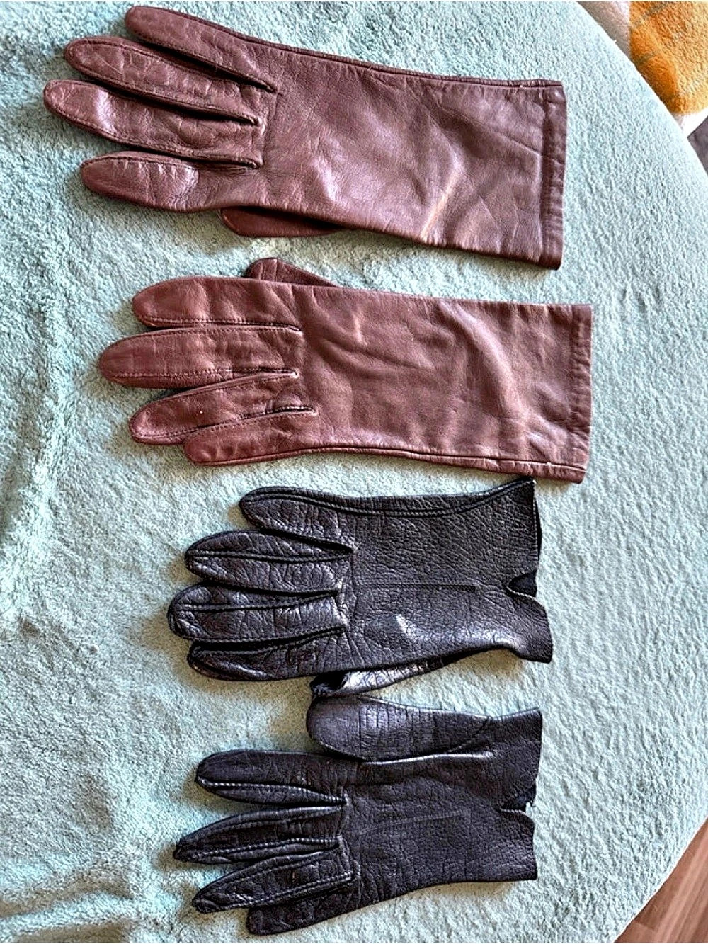 Vintage Leather Gloves Brown & Black